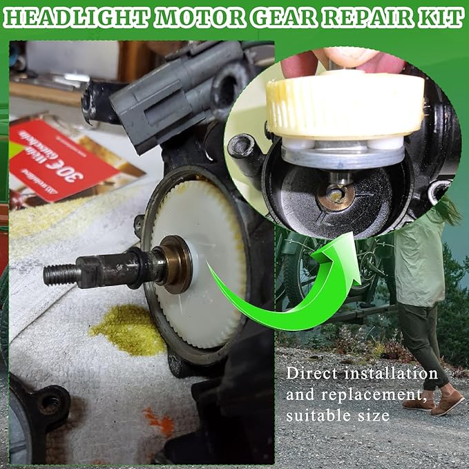 Headlight Motor Repair Gear Kit Upgrade Compatible with 1988-1996 Chevrolet Corvette Including Gears Sealing Grease Packet Ge