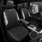 CAR PASS Oxford Bling Diamond Car Seat Covers Full Set Interior Sets, Waterproof Shining Glitter Sparkly Crystal Universal Ar