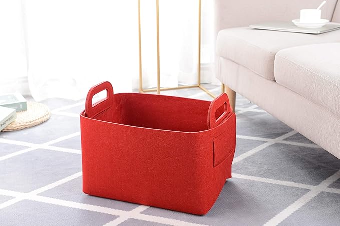 Minoisome Storage Basket Felt Storage Bin Collapsible& Convenient Box Organizer with Carry Handles for Office Bedroom Closet 