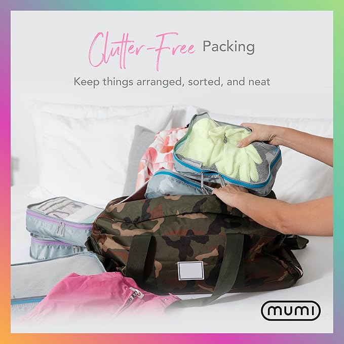 MUMI Packing Cubes - 5 Compression Packing Cubes for Travel, Luggage Organizer Bags for Suitcases, Carry-On, Duffle or Backpa