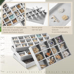 Junkin 12 Pcs Jewelry Tray Velvet Stackable Jewelry Organizer Trays Divided Earring Accessories Storage Containers Box (Rose 