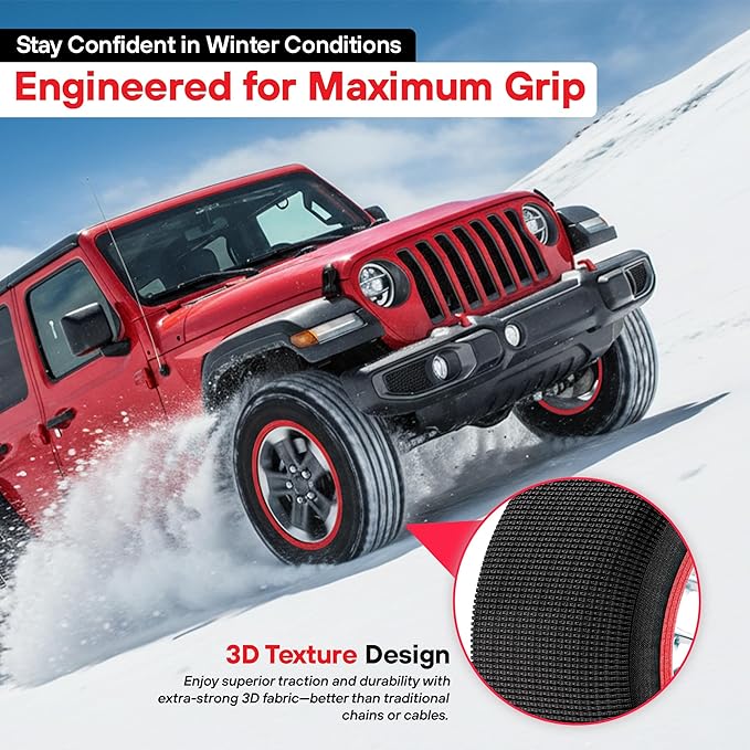 Snow Socks for Tires | Alternative for Tire Snow Chains | Ultra Grip Series | Reusable Snow Traction Device for Passenger Car