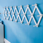 SKOLOO Accordion Wall Hanger with 22 Hooks, Modern Expandable Coat Rack Hat Rack for Wall, Solid Wooden, White