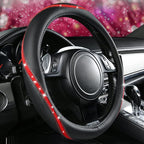 CAR PASS Bling Diamond Black Leather Steering Wheel Cover, Studded Crystal Rhinestones Universal Fit 14" 1/2-15" Glitter for Women Sparkle Girl Fit Suvs,Vans,Sedans,Car,Trucks, Red Diamond