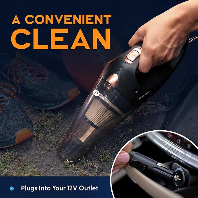 THISWORX Car Vacuum Cleaner - Portable, High Power, Handheld Vacuums w/ 3 Attachments, 16 Ft Cord & Bag - 12v, Auto Accessori