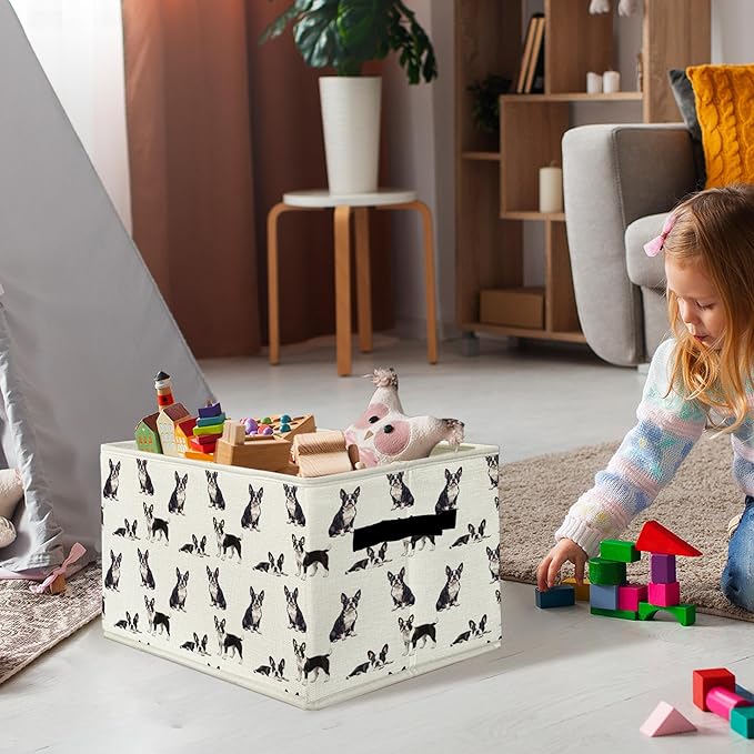 Boston Terrier Gifts Storage Bins & Boxes with Handles, Dog Foldable Basket for Organizing Dog Lovers,Boston Terrier Christma