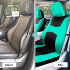 FH Group Full Set Cloth Car Seat Covers , Universal Fit combo, Low Back Front Seat Covers, Airbag Compatible, Split Bench Rear Seat, Washable Seat Cover for SUV,Sedan,Van, Mint