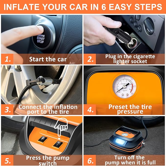AUTODECO 131 Pieces Car Emergency Safety Kit Bag with Air Compressor Jumper Cable Tire Pressure Gauge Roadside Emergency Car 