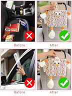 Car Trash Bag Hanging Cute 2 in 1 Can with Tissue Holder Box Seat Back over the Seat Organizer Plush Cartoon Animal Storage Garbage,Pink