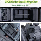 PIMCAR 3-Piece Organizers for Honda CRV 2023-2025 2026 Center Console Organizer Set | Custom Fit Armrest Tray, Hidden Storage Box & Armrest Dividers | Durable ABS Material Car Accessories