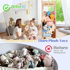GLDZI Stuffed Animal Storage Zoo, Wooden Stuffed Animal Organizer with Elastic Cords for Boys Girls, Space Saving Toy Plushie