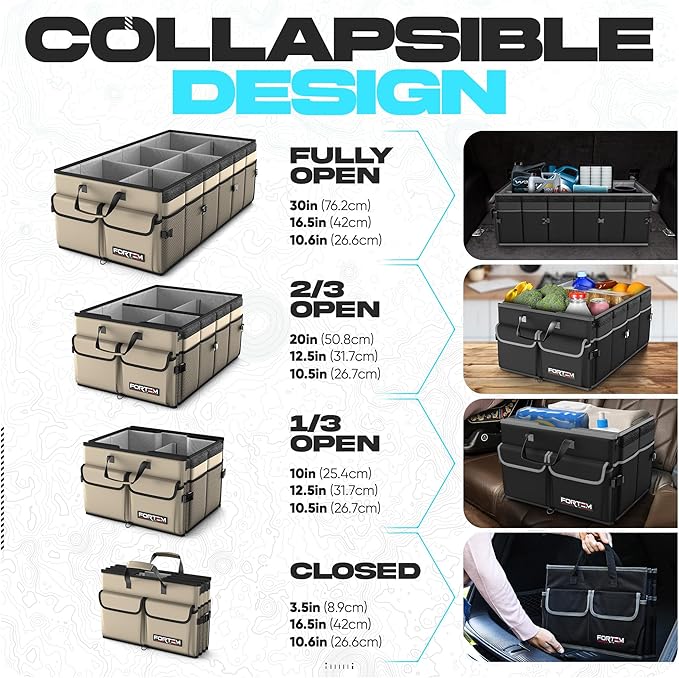 FORTEM Trunk Organizer For SUV Car Trunk Organizer, Foldable Storage, Car Accessories for Women Men, Collapsible Bag, Perfect C