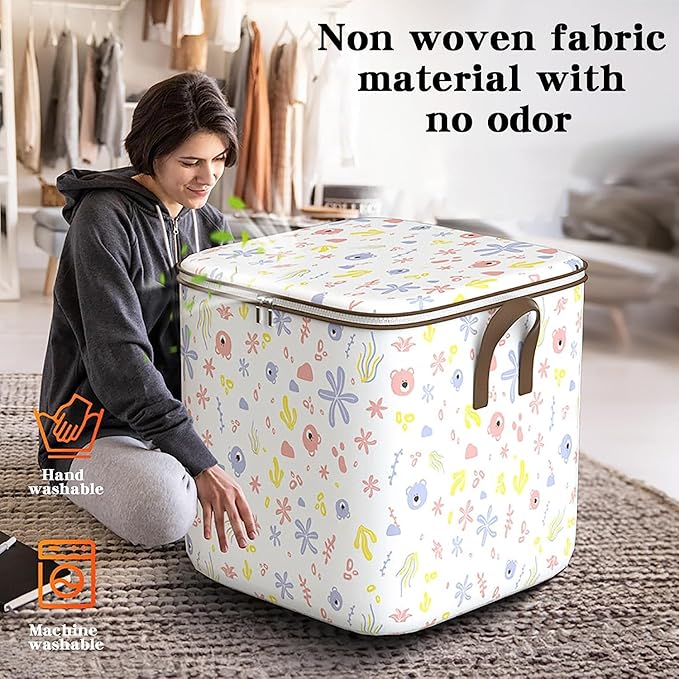 Clothes Storage Bag, Non-Woven Clothes Quilt Foldable Storage Bag, Multipurpose Large Capacity Lightweight Portable Wardrobe 