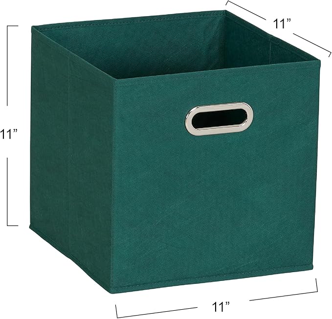 Household Essentials Foldable Fabric Storage Cubes 6-Pack – 11x11x11 Stackable Non-Woven Bins with Chipboard Sides & Grommet 