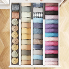 SpaceAid Bamboo Dresser Drawer Dividers 6 Pack, 4.65“ High Adjustable 17“-22” Drawer Organizers, Expandable Organization for 