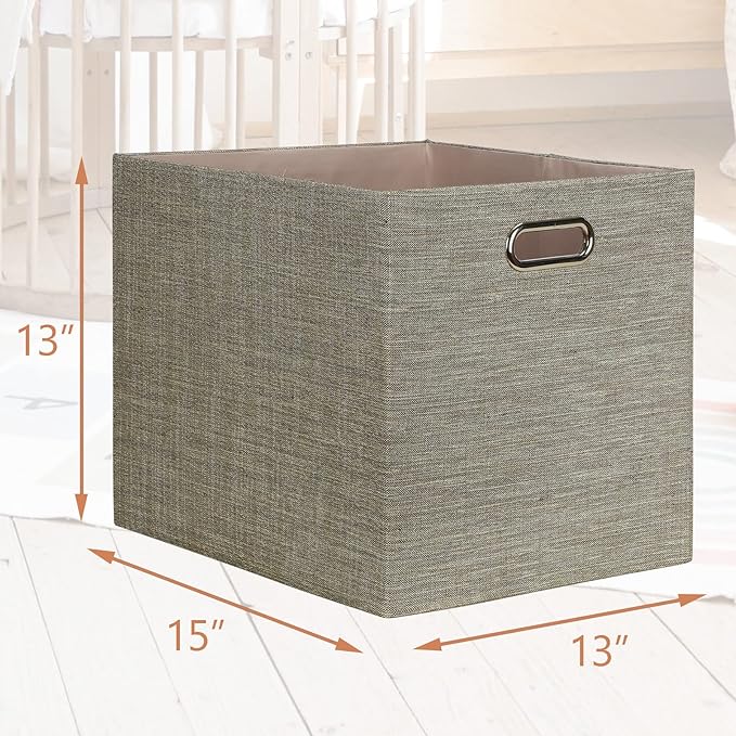 Posprica 13x15x13 Storage Cube Bins, Foldable Collapsible Storage Bins Boxes, Fabric Decorative Storage Baskets Organizer for