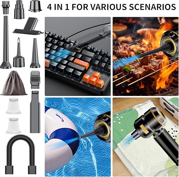 Car Vacuum Cleaner High Power - 22000PA Portable Cars Vacuum 4 in 1 Compressed Air Duster & Air Blower & Pump Hand Held Vacuu