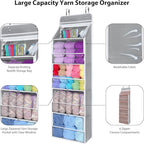 Univivi Hanging Yarn Storage Organizer with 5 Zipper Closure Compartments, Large Capacity Knitting Organizer Storage, Over th