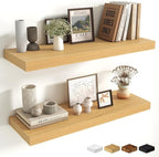 Fun Memories Floating Shelves for Wall, 30 Inch Long Floating Shelves Set of 2, 30 x 10 Wooden Shelves for Wall, Large Storag