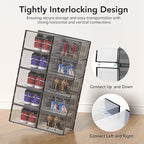 Foluck X-Large Shoe Storage Box, 15 Pack Clear Plastic Stackable Shoe Organizer for Closet, Interlocking Design Shoe Containe