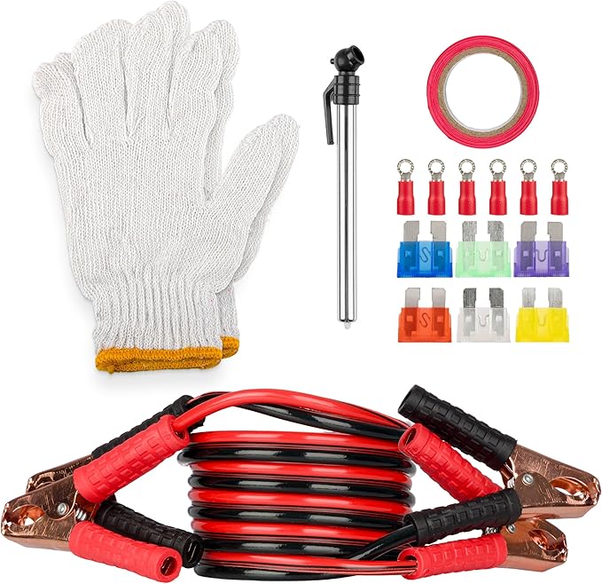 Roadside Emergency Car Kit - 30-Piece Road Trip Essentials Tool Set with Jumper Cables and Carrying Case for Car, Truck, or R