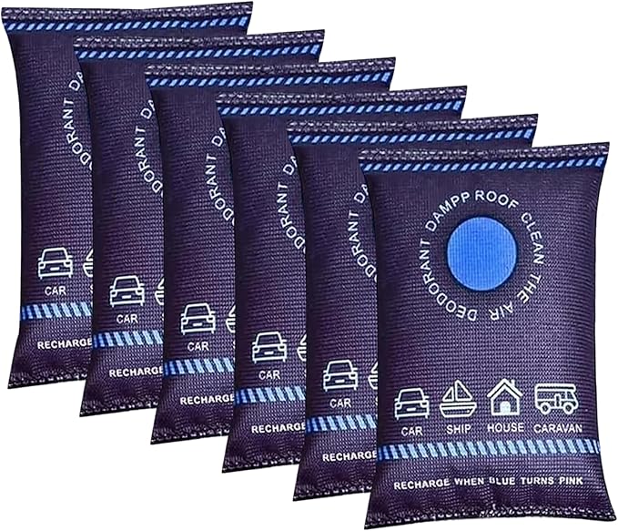 Humidity Bags, 6 Pack Dehumidifier Bags, 200g Reusable Humidity Absorber Portable Anti Fog Car Dehumidifier for Vehicle, New