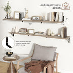 Axeman 55 Inch Floating Shelves | 8 Inch Deep Grey Wall Shelves Set of 2 | 55" W x 8" D Rustic Grey Wood Shelves for Bathroom