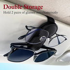 KIWEN 2 Pack Sunglasses Holder for Car Visor, Magnetic Leather Sunglass Eyeglass Hanger Clip for Car Sun Visor Accessories (2, Black)