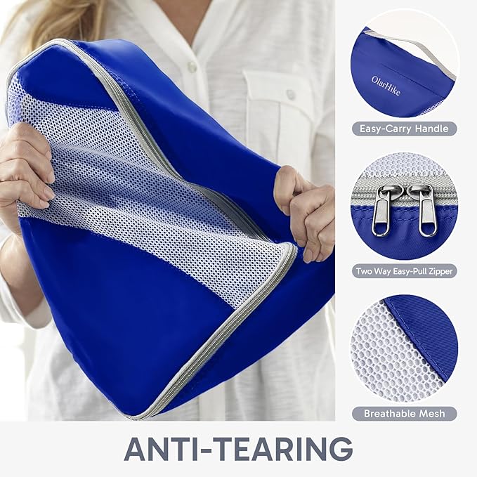 ALL INCLUDED 10 Set Durable Packing Cubes for Suitcases,OlarHike Essentials for Travel, UPGRADED Anti-Tear Stitching, NEW Imp