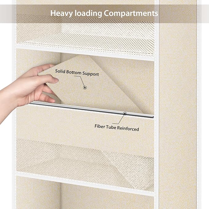 Univivi 6-Shelf Over Door Hanging Organizer Fabric Baby Door Storage with 5 Extra Large Capacity Pockets Behind the Door Hang