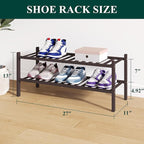 Smiry Bamboo Shoe Rack for Closet, 2 Tier Wooden Stackable Shoe Organizer, Free Standing Shoes Storage Shelf for Entryway, Fr