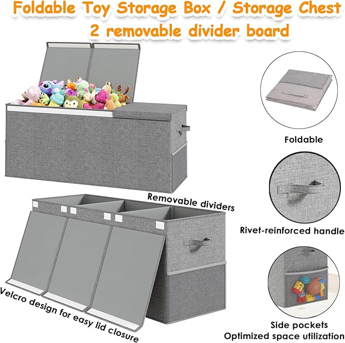 Extra Large Toy Box Chest with Lid, Kids Toy Storage Organizer for Boys Girls, Big Toy Bin Basket Extra Large Toy Storage Box