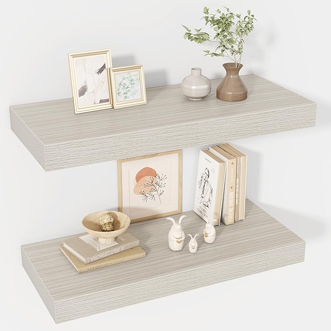 24 Inch Floating Shelves, 12" Deep Floating Shelf Wall Mounted, 24" Wall Shelves, Rustic Deep Bookshelf, Extra Deeper & Thick