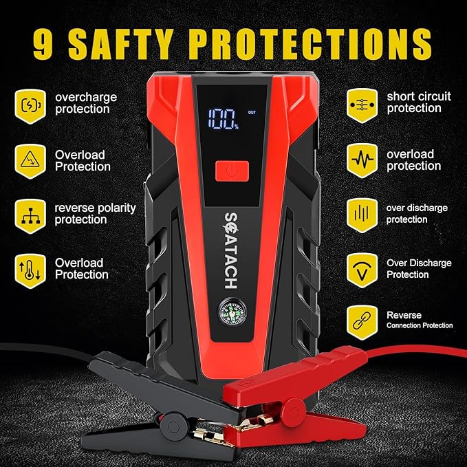 Scatach 5000A Jump Starter, 12V Jump Starter Battery Pack Portable (up to 9.0L Gasoline and 7.0L Diesel Engine), Car Battery