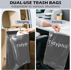 50 PCS Disposable Car Trash Bags Hanging, Leak-proof, Odor Seal. 2 Gallon Car Garbage Bags, Big Capacity. Independent of Car Trash Can, Easy Stick-On Car trash Bin for Car, SUV, Truck, Stroller. Gray