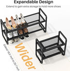 SNTD Shoe Rack - Expandable Shoe Organizer for Closet, Adjustable Metal Shoe Shelf Storage, Stackable Long Shoe Stand Holder 