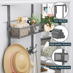 Consumest Over The Door Hooks Organizer - Over Door Hanger with 16 Hooks & 2 Baskets for Hanging Coat, Clothing, Towel, Hangi