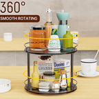 Spice Rack, Set of 2 Lazy Susan Organizer, 2-Tier Turntable Organizer, Rotating Spice Rack Organizer for Cabinet, Compact and
