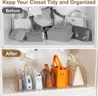AENTGIU Purse Organizer for Closet, 2 Pack Adjustable Shelf Dividers for Handbag Storage, Transparent Handbag and Purse Stora