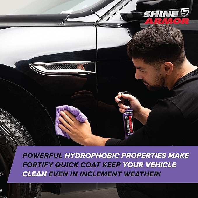 Car Wax Spray and Ceramic Coating for Cars - 3 in 1 Waterless Car Wash and Detailing - Quick Effect Coating Agent for Car - High Gloss Car Coating Spray, Shiny Car Stuff by Shine Armor - 8FlOz