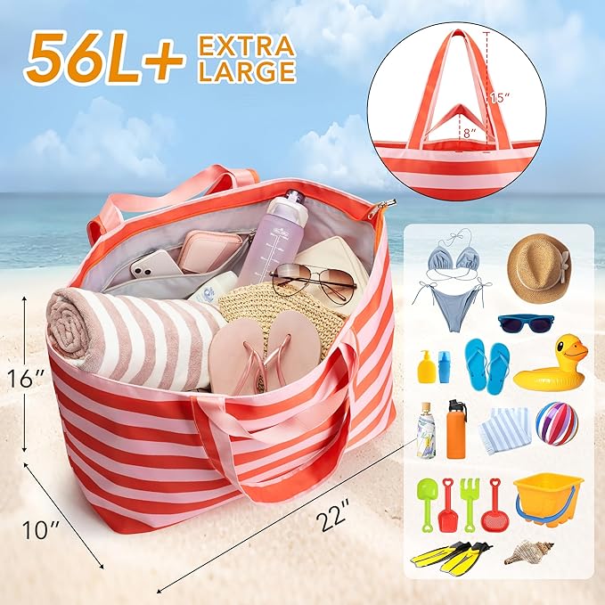 KALIDI 60L Extra Large Duffle Bag, Beach Tote Zipper Utility Oversized Weekender Carrier Travel Shopping Reusable Grocery Bag