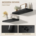 Dreamland 24 Inches Floating Shelves for Wall, 8" Deep Long Floating Shelves Set of 2, Large Display & Storage Shelf, Wall Sh