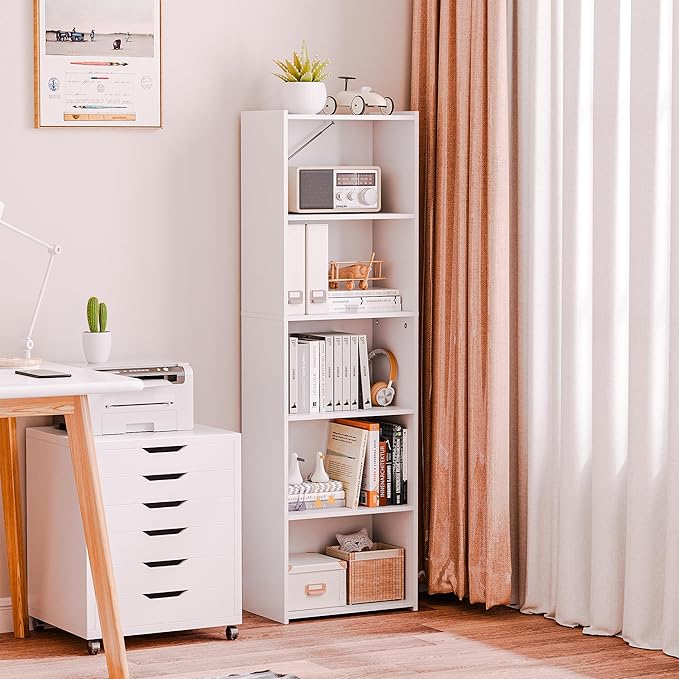 SUPER DEAL 5-Tier Open Shelf Bookcase and Bookshelf, Freestanding Display Storage Shelves Narrow Cube Storage Organizer for S