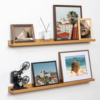 Fun Memories Picture Ledge Shelf, 32 Inch Floating Shelves Set of 2, Large Nursery Book Shelves for Toys Storage, Kids Booksh