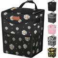 Car Trash Can with Lid, Cute Leakproof Car Trash Garbage Bag Hanging Vehicle Trash Bin Small Portable Automotive Garbage Cans Organizer for Back/Front Seat/Console(Trapezoid,Black Flower)