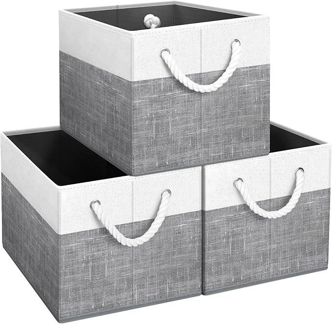 Fab totes Storage Bins [3-Pack], Foldable Storage Baskets for Organizing Toys, Books, Shelves, Closet, Large Storage Box with