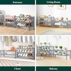 Smiry Bamboo Shoe Rack for Closet, 6 Tier Wooden Stackable Shoe Organizer, Free Standing Shoes Storage Shelf for Entryway, Fr