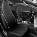 CAR PASS Leather Car Seat Covers High Back Bucket Bling Diamond Front Seats, Waterproof Universal Shining Glitter Crystal Sparkle Fit Model 3 Tesla Model Y, Truck SUV Cute Women Girl, Black Rhinestone