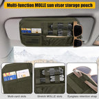 Car Sun Visor Organizer, Tactical Sunvisor Organizers Storage Covers for Trucks, Molle Panel with Pockets Zipper Visor Storage Pouch Accessories, Fits Most Vehicles, SUVs & Jeeps (RG)