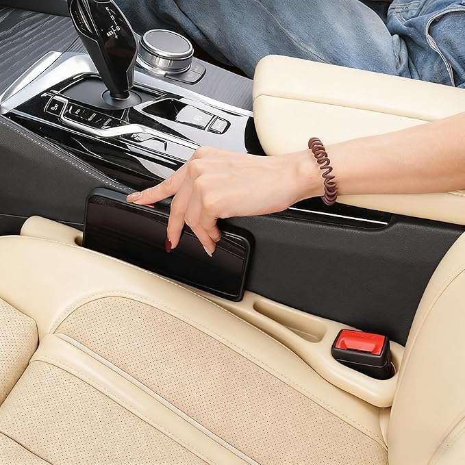 Car Seat Gap Filler Organizer Universal for Car SUV Truck Accessories Seat Gap Plug Blocker with Storage Slot Beige 2 Pack